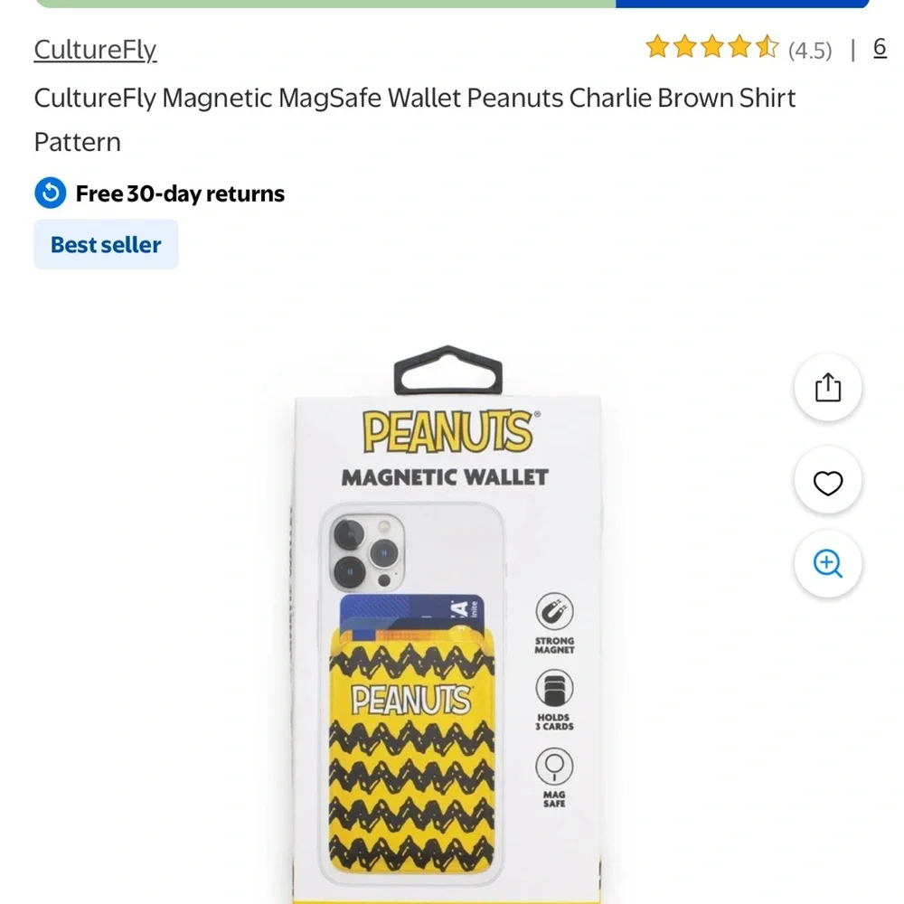 Peanuts Yellow and Black MagSafe Wallet